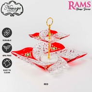 Newage 28.5cm High Quality Crystal Decorative 2 Tier Cake Plate / Cake Tray Stand / Dessert Tray Set