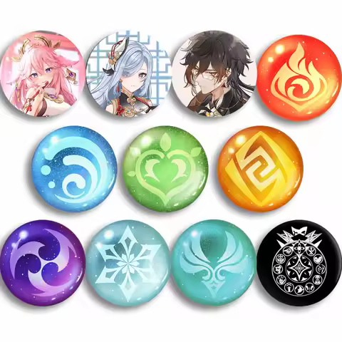 Cute Game Role Furina Neuvillette Xiao Hu Tao Cartoon Badge Genshin Impact Brooch Badges Knapsack Cl