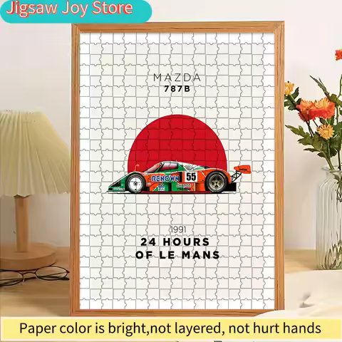 Paper Jigsaw Puzzle Mazda 787B 1991 24 Hours of Le Mans Race Car Art Print Wall Decor Japanese Risin