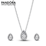 Pandora Pear Cut Necklace & Earring Set สร้อยคอ สร้อยคอแพนดอร่า เครื่องประดับ ต่างหู ต่างหูแพนดอร่า