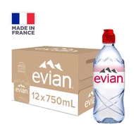 Evian Natural Mineral Water Sports Cap 12 X 750ML - Case