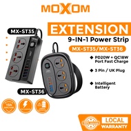 Moxom MX-ST35 / MX-ST36 PD20W QC18W PD+QC3.0 2M 9-IN-1 Fast Charge Universal Socket + USB & Type-C P
