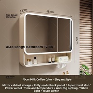 Wall-Mounted Bathroom Storage Cabinet round Arc Mirror Integrated Design Intelligent Lighting Vanity