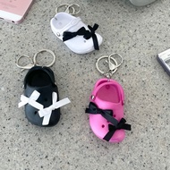 Crocs slipper keychain with cute bow Modleaf Crocs ribbon keyring Korean