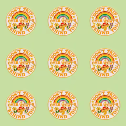 9pcs/Set DON'T TRIP OVER WHAT'S BEHIND YOU Enamel Pin Rainbow Quotes Woman Brooches Badges Metal Col