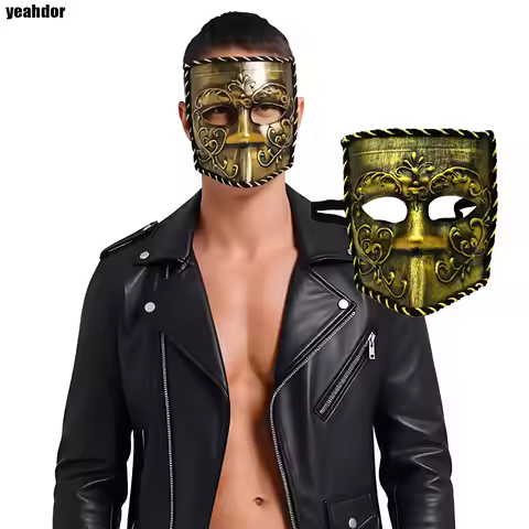 Masquerade Mask Vintage Prince Mask Black Antique Copper Full Face Mask Plastic Retro Warriour Mask 