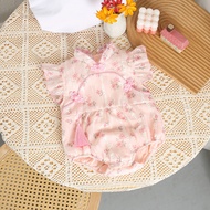 JC02 Jumper cheongsam pink floral jumpsuit for baby and girls
