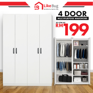 Like Bug : 4 door wooden wardrobe/2door multifunctional wardrobe WITH 2 hanging pole