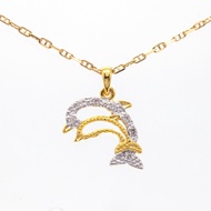 Happy Jewelry จี้โลมา ทองแท้ 9k 37.5% เพชรเกสร PD123 [ เฉพาะจี้ ]