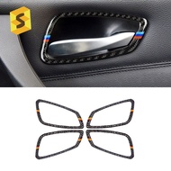 Shasha Carbon Door Handle Frame Car Interior Accessories Real Soft Carbon Fiber Sticker For BMW E90 E92 2005 2010 2012