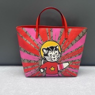 Gucci古馳老花拼太空貓兒童托特包