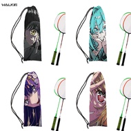 WALKIE Animie Portable Badminton Racket Bag Tennis Racket Protection Drawstring Bags Fashion Velvet Storage Bag Case Outdoor Sport Accessories