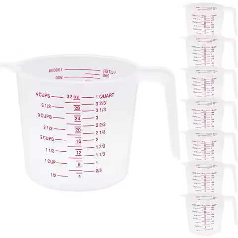 8 16PCS Capacity Measuring Cup 32 Oz/1000ml Clear Graduated Measuring Cups Ml Cup Marking For Recipe