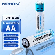 {4/8/12/20Pcs} NOHON AA AAA Rechargeable Battery 1.5V 2200mWh Lithium-ion Battery USB Type C Fast Ch