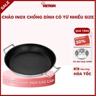 Viet Kim Premium Stainless Steel Pan with 2 Handles - Non-Stick, Induction Cooker, Durable, Convenie