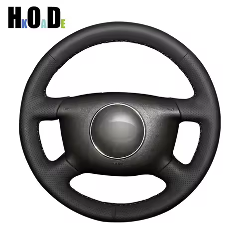 Hand-stitched Black PU Artificial Leather Car Steering Wheel Cover for Audi A4 1998 A6 1999-2004 A8 