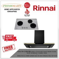 RINNAI RH-C1059-PBR SLEEK STYLISH MATT BLACK PLASMA FILTER TECHNOLOGY CHIMNEY HOOD+RB-3SI 3 INNER BURNER HOB BUNDLE