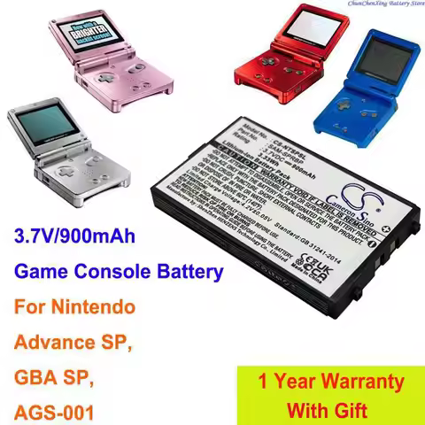 Cameron Sino 900mAh Game Console Battery AGS-003, SAM-SPRBP for Nintendo Advance SP, AGS-001, GBA SP