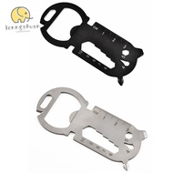 LONNGUVO Outdoor Gadgets, Black Silver EDC Tools Card, Portable Stainless Steel Multifunction Beer O