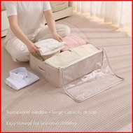 GL 70-80L Under Bed Storage Box with Clear Window Foldable Clothes Organizer Bin for Blankets Clothe