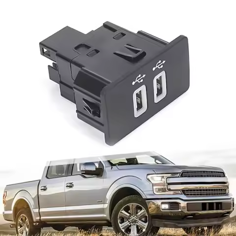 HC3Z-19A387-F Dashboard USB Replacement Port, 2 USB-A Car Panel Insert with Side Clips, Black Housin