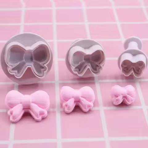3pcs/set DIY Bow Knot Ties Bakeware Cookie Plunger Cutter Molds Embossed Stamp For Fondant Cake Bisc