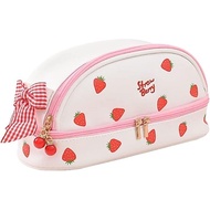 Stationery Capacity Bag Zipper Pink Pen Leather Strawberry Kawaii School Students Back to School Off