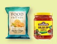 Nacho Chips & Guacamole/onion/cheese Dips (one chip & one dip only)