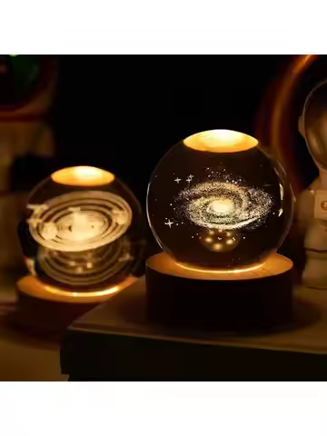 Customized Christmas gift 3D laser carved crystal ball, wooden crystal snowball, custom desktop orna