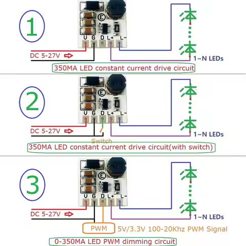 mini DC 5-27V 350mA Step-down HB LED Driver Module Adjustable PWM Controller DC-DC Buck Constant Cur