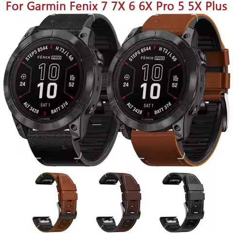 22mm 26mm Quickfit Leather Silicone Strap for Garmin Epix Pro 51mm 47mm Tactix 7 Pro Fenix 8 7X Endu