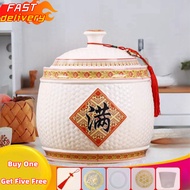 Ceramic Rice Storage Porcelain Rice Container Rice Pot Multipurpose 5kg 10kg 15kg