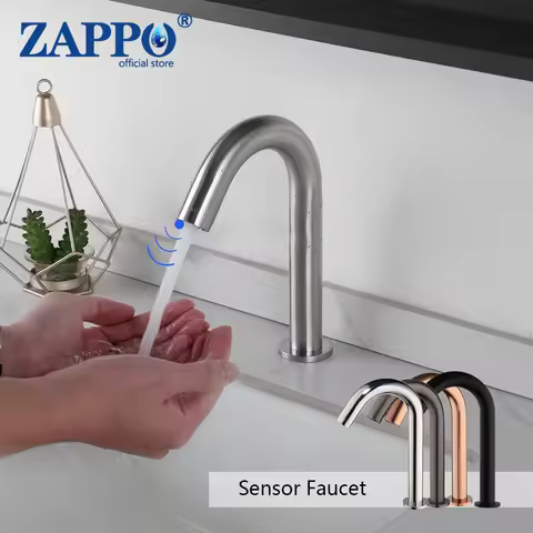 ZAPPO Nickel Brush Electronic Automatic Sensor Faucet Touchless Faucets Hands Free Bathroom Vessel S