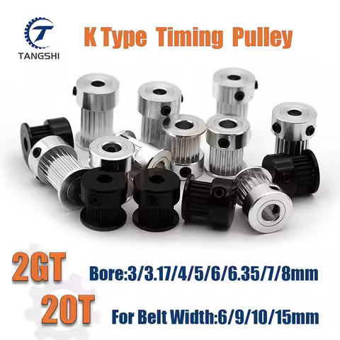2GT 20 teeth Timing pulley Bore 3/3.17/4/5/6/6.35/7/8mm For belt width 6/9/10/15mm GT2 20T Timing Pu