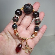 Handcrafted bracelet with beautifully carved African Sandalwood, Smoky Quartz, Dragon Blood Jasper &amp; African Pietersite