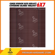 COMEN Wooden Outdoor Blind 6 Feet x 7 Feet (Walnut) Balcony Roller Curtain Shade Wood Blinds Bidai K