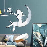 discount Girls Moon 3D Mirror Stickers Acrylic SelfAdhesive Wall Paper Diy  Modern Acrylic Mirror St