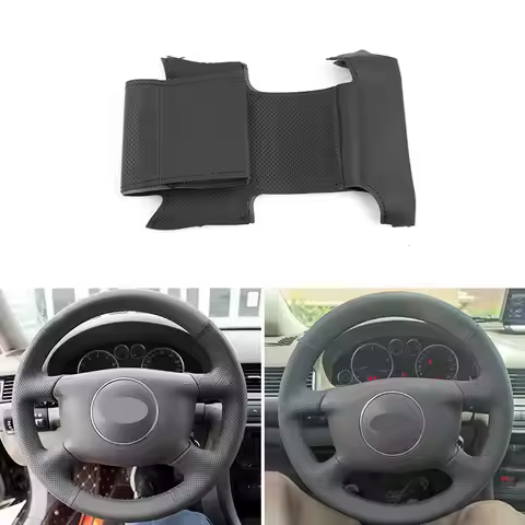 Hand-stitched Car Microfiber Perforated Leather Steering Wheel Cover Trim For Audi A2 (8Z) A3 (8L) A
