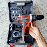 DIREKOMENDASIKAN !! YUKIDO 12V mesin bor baterai bor 12 volt 2baterai - bor listrik 1 set lengkap murah mesin bor tangan bor listrik include Tool Kits 24 Pcs 10mm bor baterai cas komplit makita maktec modern