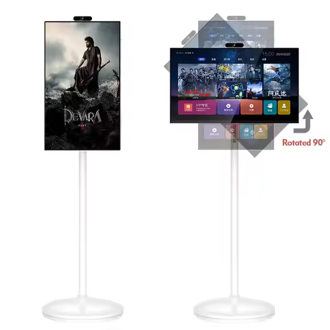 Portable 32 Inch LCD TV FHD IPS Touch Screen Mini Android 12 System Smart TV Wifi RJ45 USB NFC Stand