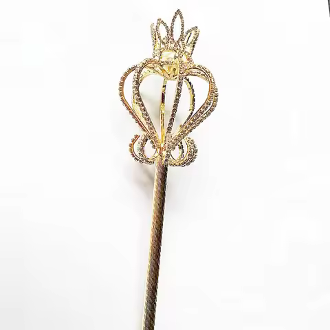 Heart Shape Magic Fairy Wand Faux Rhinestone Decorative Queen Princess Scepter Goddess Pageant Props