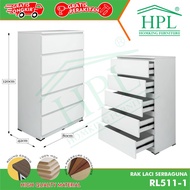 Rak Serbaguna HPL 5 Laci Susun White