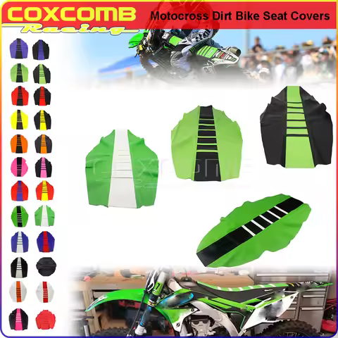 For Kawasaki KLX KX KXF Green Enduro Ribbed Gripper MX Custom Traction Seat Cover KX450F KX250F KLX3