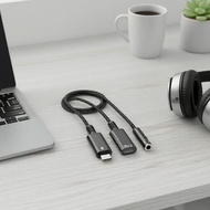 Pro 3-in-1 USB-C to Dual USB-C & 3.5mm Adapter, 60W PD Fast Charging Pro 3-dalam-1 USB-C kepada Dual
