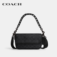 COACH กระเป๋าสะพายข้างผู้ชายรุ่น Charter Flap Crossbody 18 In Signature Canvas CR753 CHR สีเทา