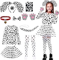 Fanskaty 11pcs 101 Dalmatian Costumes Kids, Girls Shirt Tutu Outfit Ears Headband Socks Accessories 