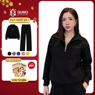 GUNO Women's Velvet Fur-Lined Fleece Suit Set High Quality Warm Zipper Collar with Embroidered Logo 