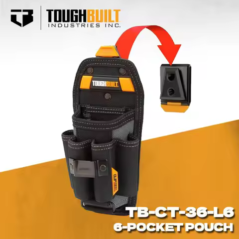 TOUGHBUILT TB-CT-36-L6 Technician 6-Pocket Pouch with ClipTech Pouch Clips 4 Screwdriver Loops Tough
