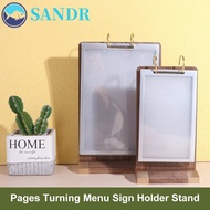 SANDR Ads Display Stand, Loose leaf Multi page Menu Card Holder, Multipurpose Wooden Holder Label Ho