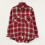可口可樂長袖襯衫，格子圖案，兩個口袋，紅色， M碼，古著。